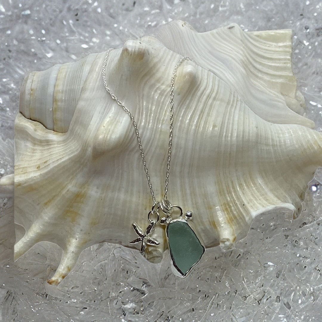 Silver Sea Glass Starfish Necklace - Image 2
