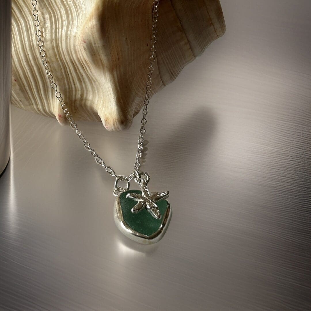 Silver Sea Glass Starfish Necklace