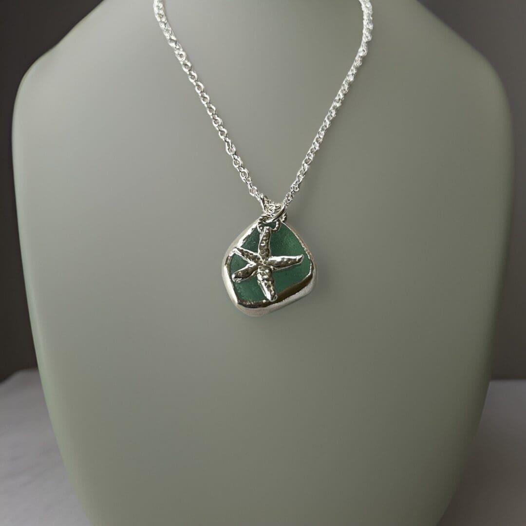 Silver Sea Glass Starfish Necklace - Image 3