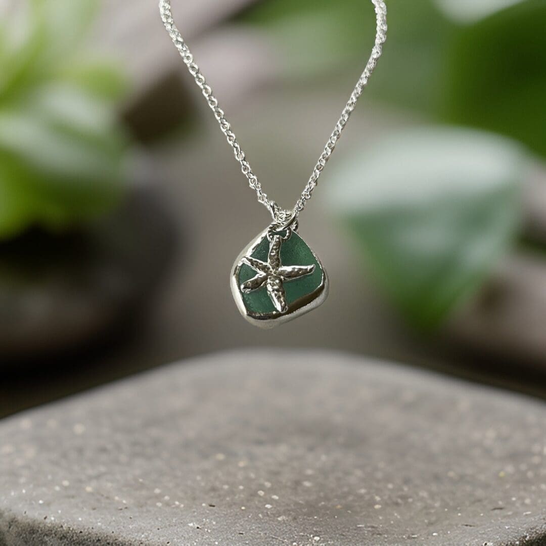 Silver Sea Glass Starfish Necklace - Image 5