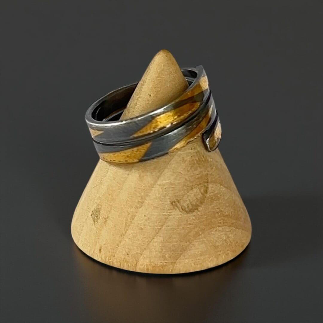 Silver And Gold Patina Wrap Ring - Image 2