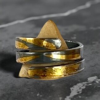 Silver And Gold Patina Wrap Ring