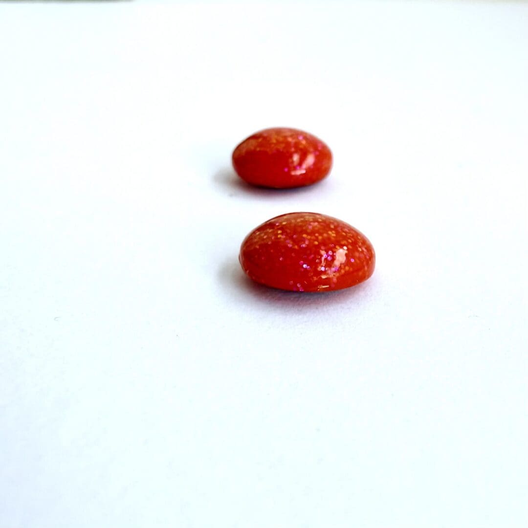 Tangerine Orange Sparkle Resin Earrings – 10mm Hypoallergenic Studs - Image 7