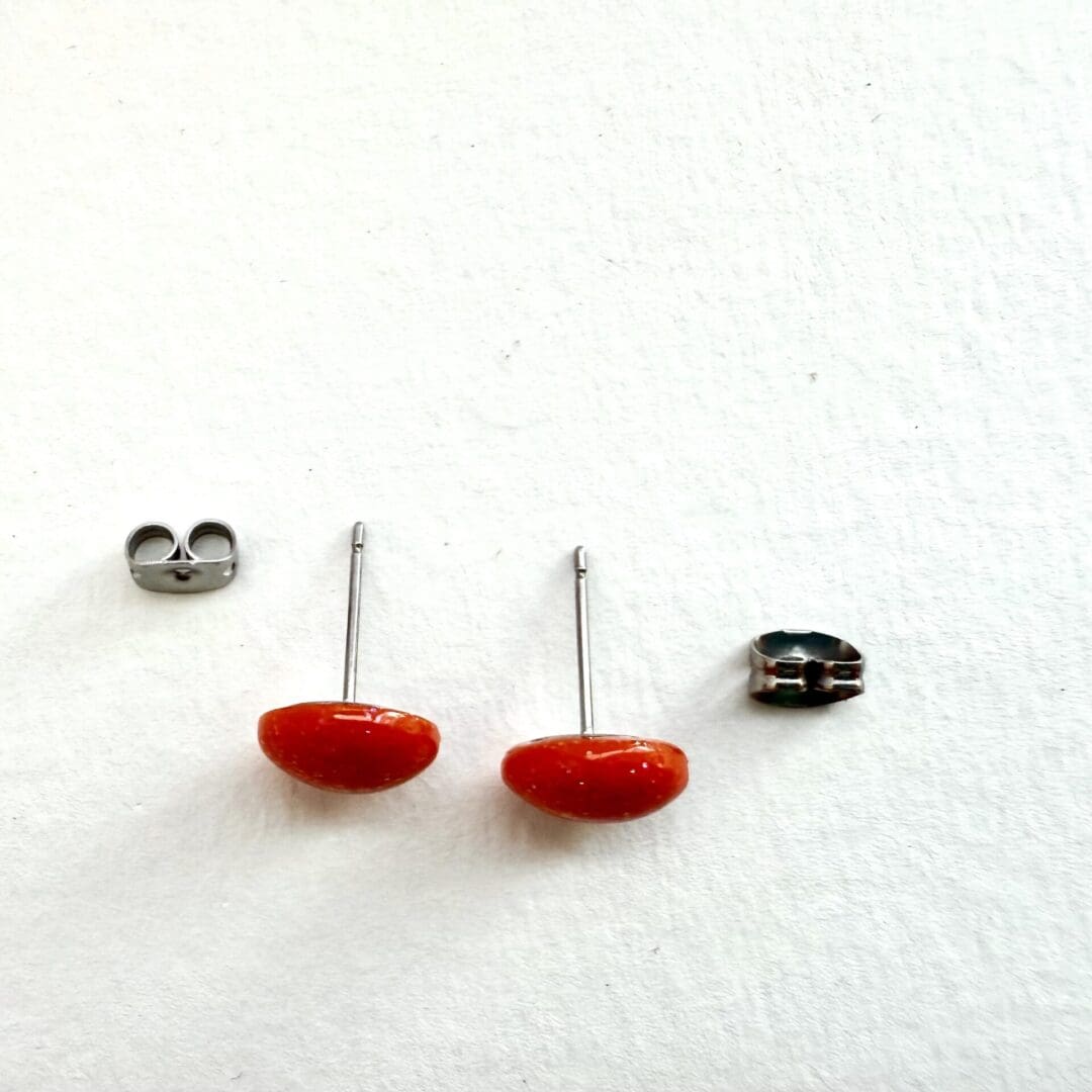Tangerine Orange Sparkle Resin Earrings – 10mm Hypoallergenic Studs - Image 5