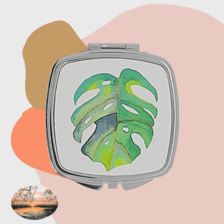 Tropical Monstera Leaf featured on a compact Mirror