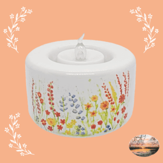 Ceramic Tealight Holder with English Country Garden artwork