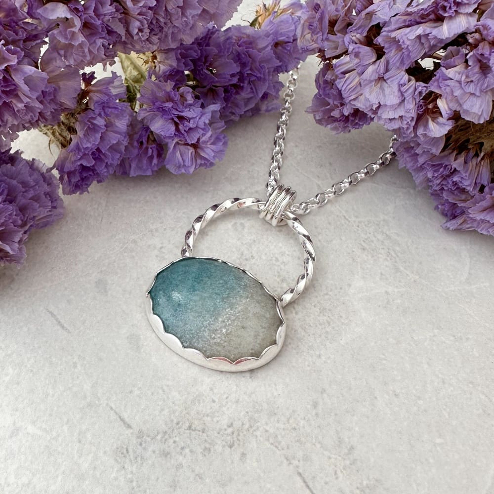 Beach inspired Trollite Gemstone Handmade Silver Necklace - Image 2