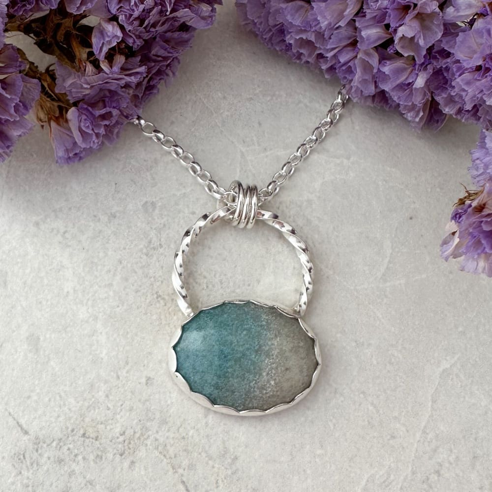 Beach inspired Trollite Gemstone Handmade Silver Necklace - Image 5