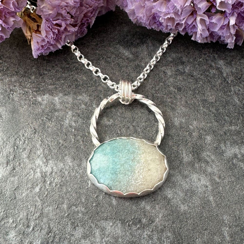 Beach inspired Trollite Gemstone Handmade Silver Necklace - Image 3
