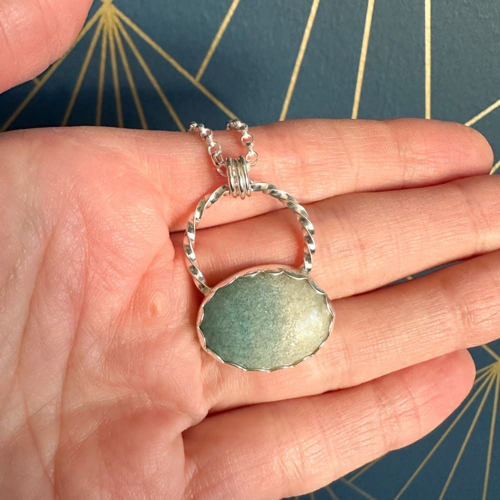 Beach inspired blue and white trollite gemstone necklace
