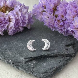 Celestial moon silver earrings