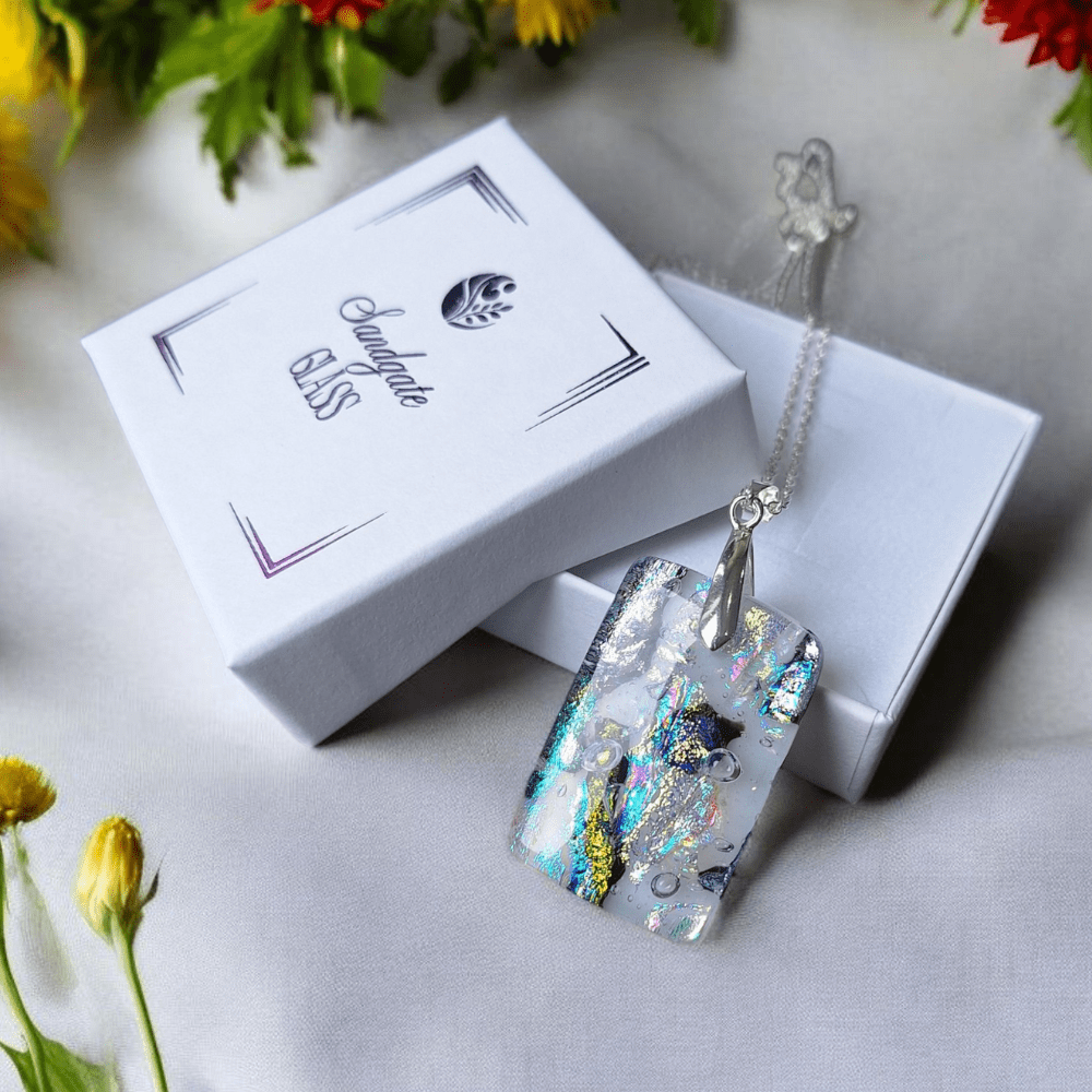 Dichroic Glass Necklace – Handmade Gift for Her - Image 9