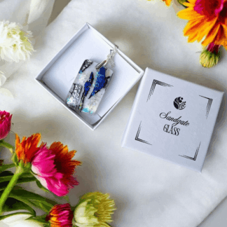 One-of-a-kind fused glass dichroic jewellery handmade in the UK, perfect gift for her