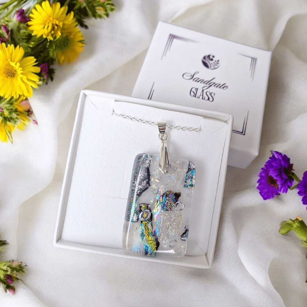 Dichroic Glass Necklace – Handmade Gift for Her - Image 3