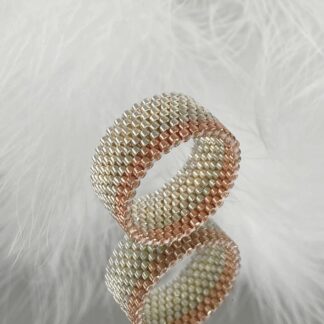 Beaded metallic wide ring
