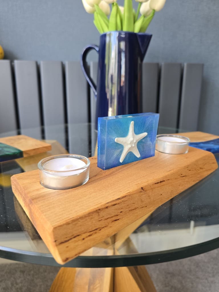 Starfish Resin Tealight Holder on Glass Table with Vase