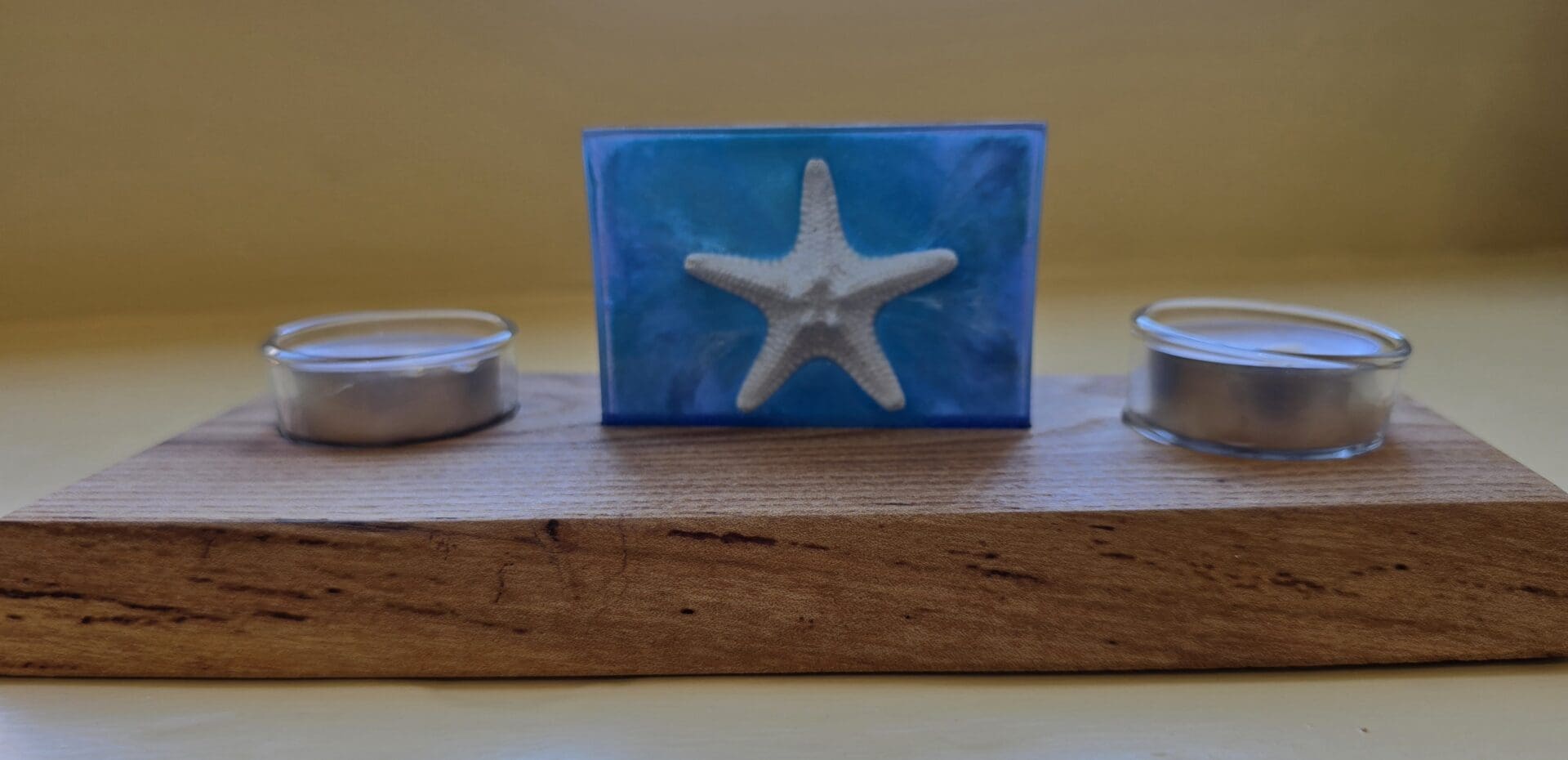 Coastal Resin Tealight Holder with Starfish Inlay