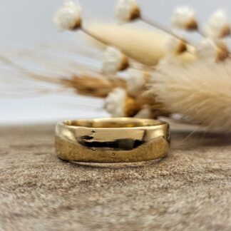 Sandcast Gold Ring - 6mm Polished Gents Wedding Band Handcrafted in Recycled 18ct Yellow Gold