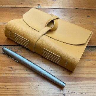 Plain Paper handmade wrap journal with mustard faux leather