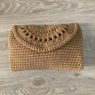Beige Crochet Summer Clutch Bag