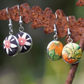 Floral Recycled Japanese Silk Kimono Drop Earrings