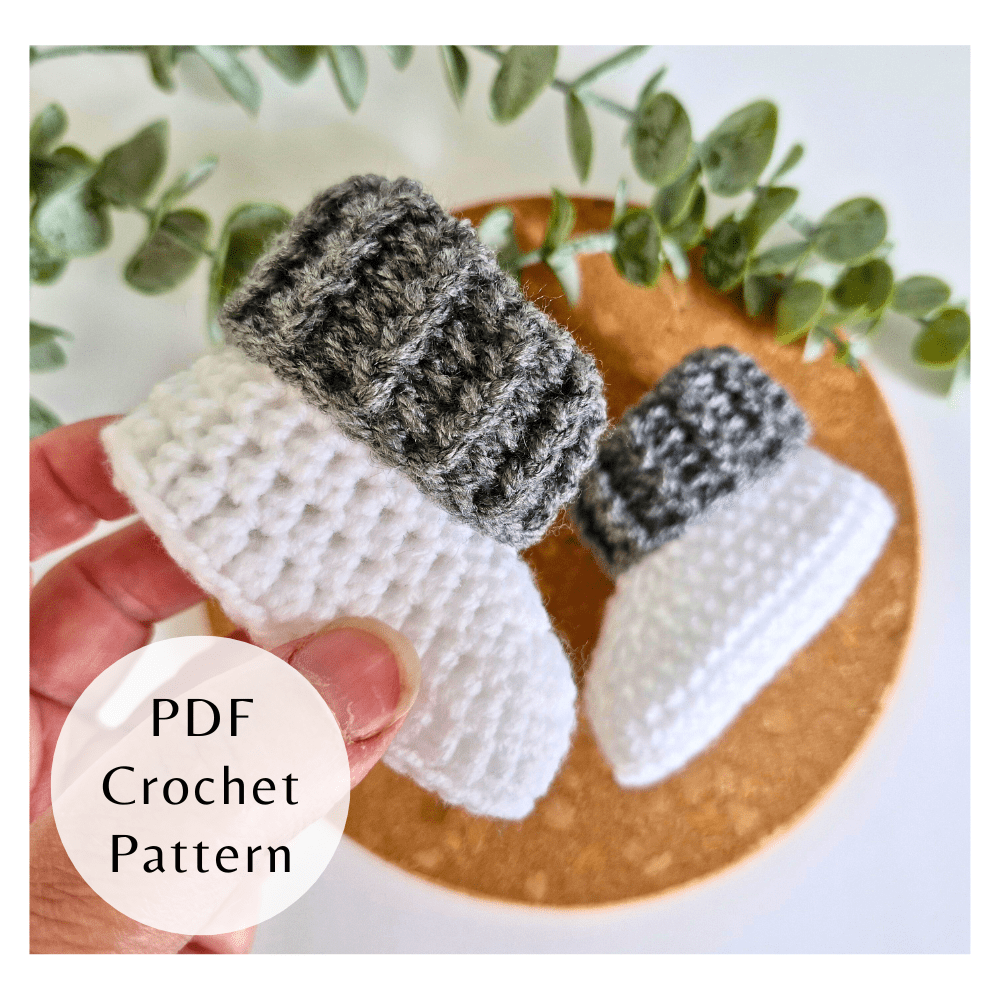 grey cuffed baby booties pattern