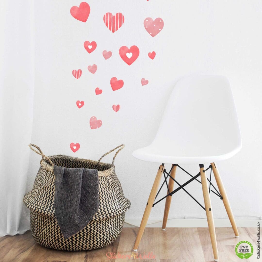 Coloured Heart Peel and Stick Fabric Wall Stickers - Image 2