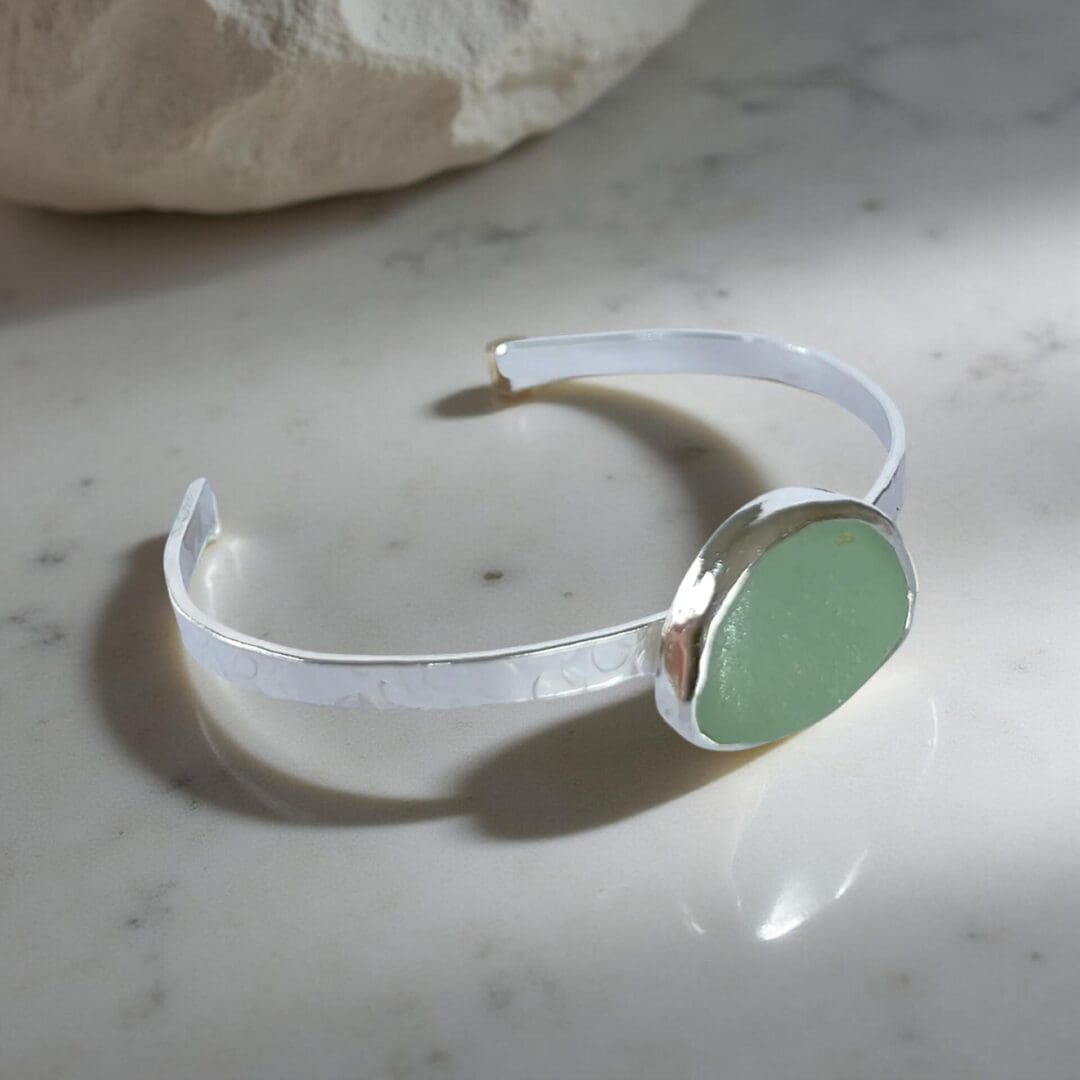 Sea Glass Silver Cuff - Image 6