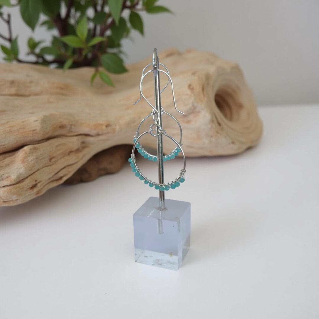 Amazonite Silver Hoop Earrings - Image 3