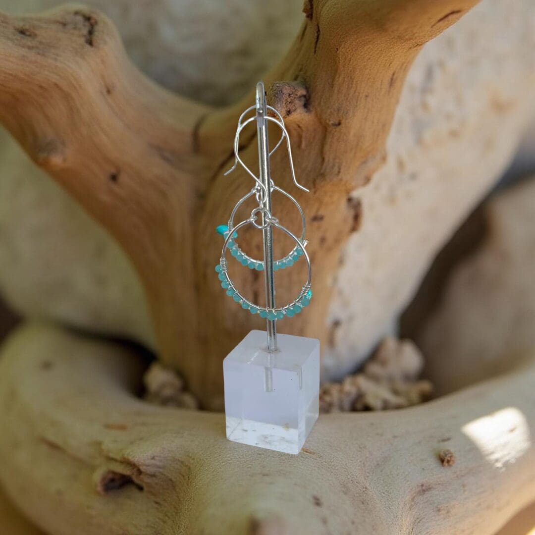Amazonite Silver Hoop Earrings - Image 4
