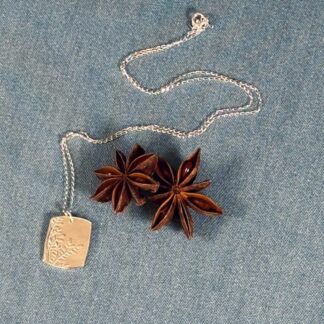 Fine Silver Branch Design Square Pendant