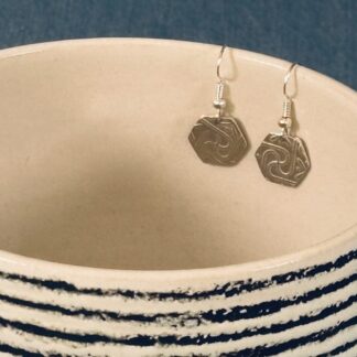 Fine Silver Hexagon Earrings