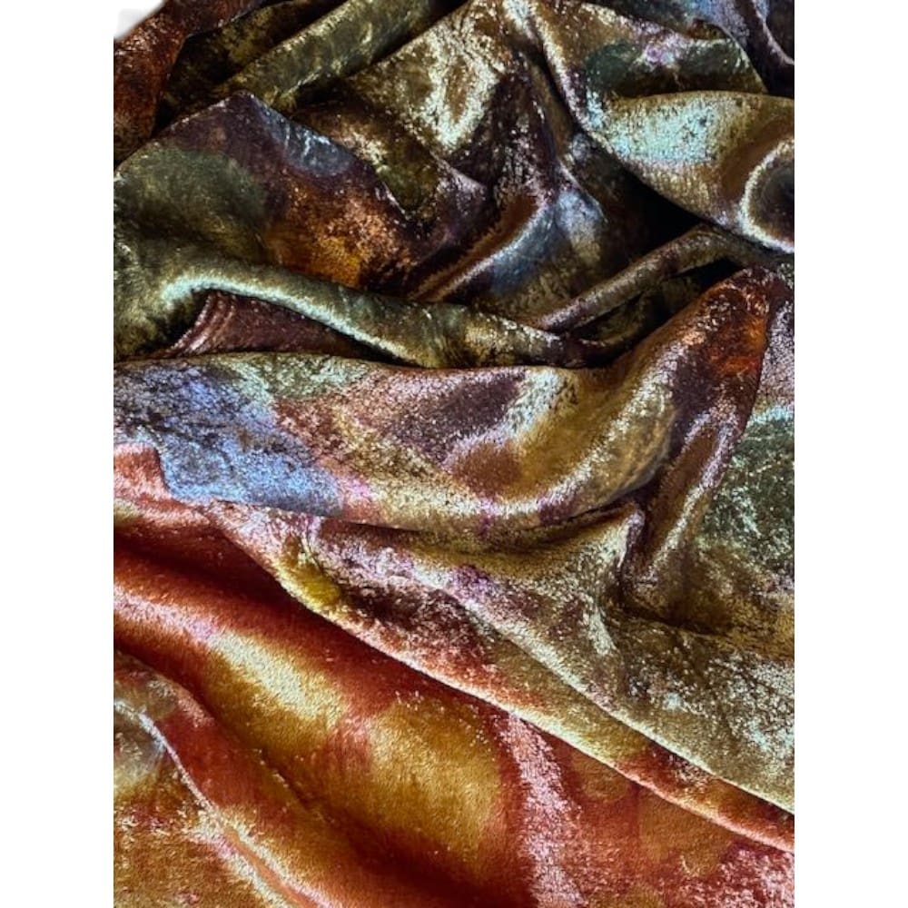 Chocolate Orange Silk Velvet Scarf Natural Dyes and Botanically Printed with Leaves - Image 5