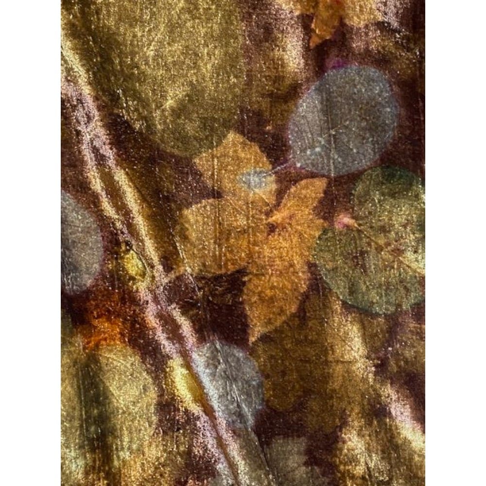 Chocolate Orange Silk Velvet Scarf Natural Dyes and Botanically Printed with Leaves - Image 7
