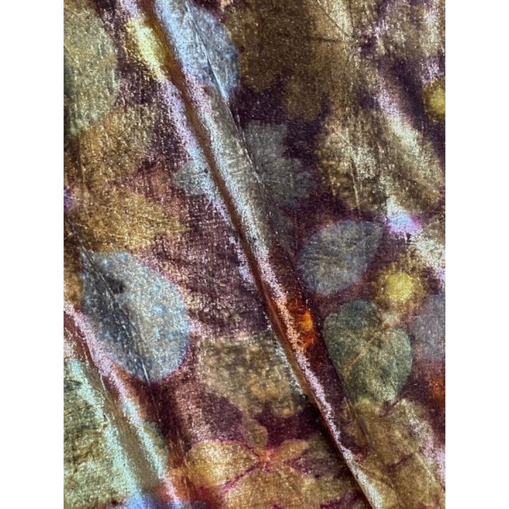 Chocolate Orange Silk Velvet Scarf Natural Dyes and Botanically Printed with Leaves - Image 8