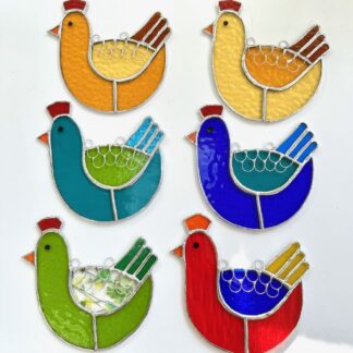 Stained glass hen suncatcher