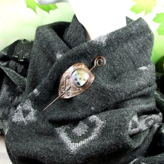 pastel shimmer glass and copper shawl pin