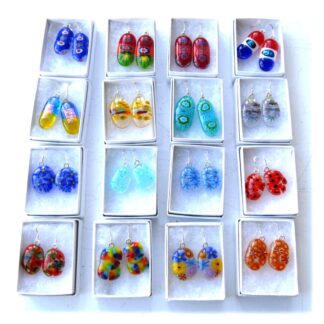 Millefiori fused glass colourful earrings colour choice sterling silver hooks