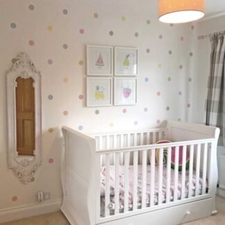 Rainbow colour range polka dot fake wallpaper