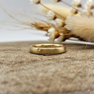 Sandcast Gold Ring - Ladies 3mm Satin Wedding Band Handcrafted in Recycled 18ct Yellow Gold