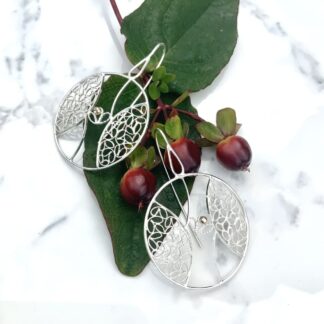 Silver and gold handcrafted round filigree earrings