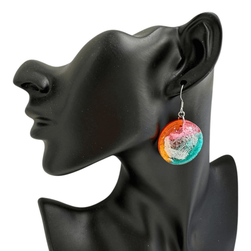 Rainbow Petri Dish Earrings – Hypoallergenic Resin Jewellery Inspired by Biology - Image 2