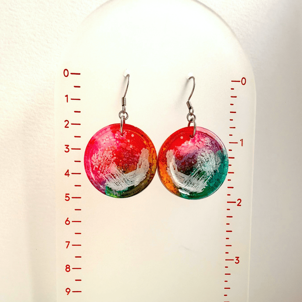 Rainbow Petri Dish Earrings – Hypoallergenic Resin Jewellery Inspired by Biology - Image 3