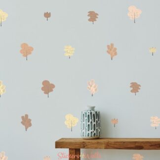 Mock wallpaper colourful tree little trees in mocha mousse colourway