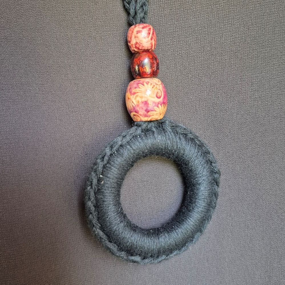 crochet boho pendant dark brown