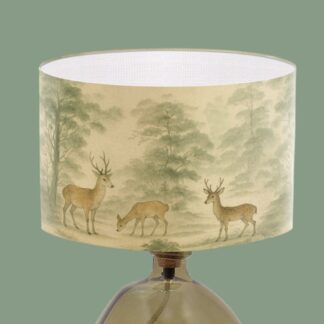 handmade-antique-effect-deer-print-vintage-lampshade-neutral-tone-cream-beige-table-lightshade