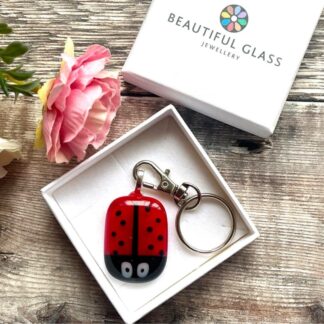 Ladybird keyring handmade with fused glass. Super cute gift