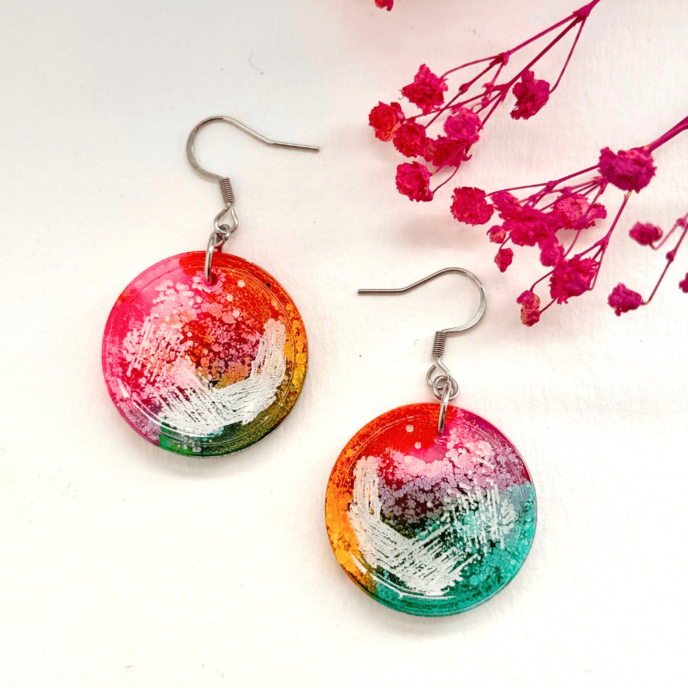 Rainbow Petri Dish Earrings – Hypoallergenic Resin Jewellery Inspired by Biology - Image 7