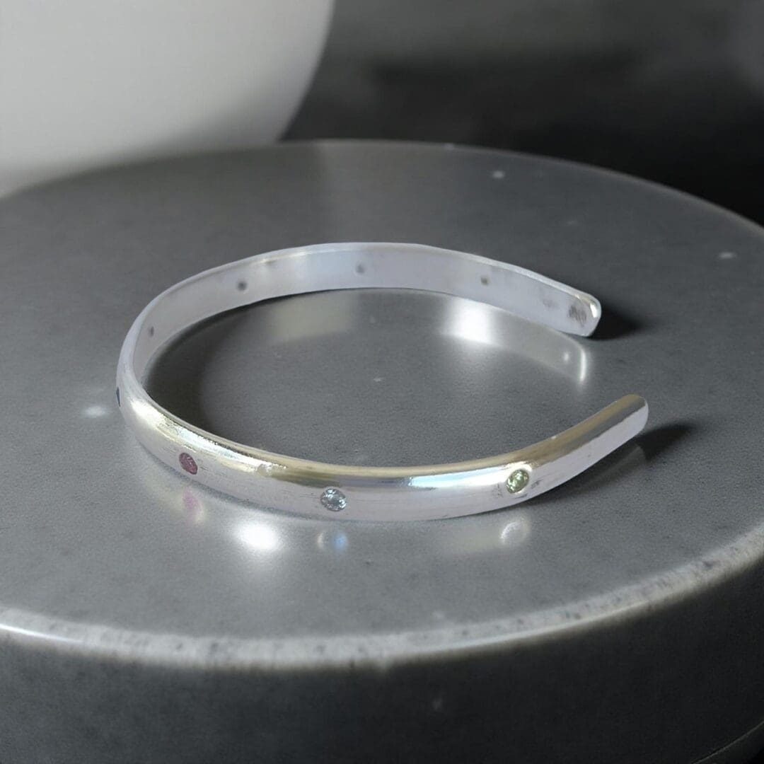 Artisan Silver Cuff With Cubic Zirconia - Image 2