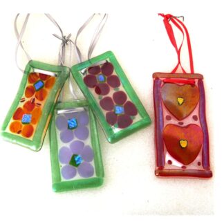 Double Heart or Flower Lightcatcher fused glass dichroic